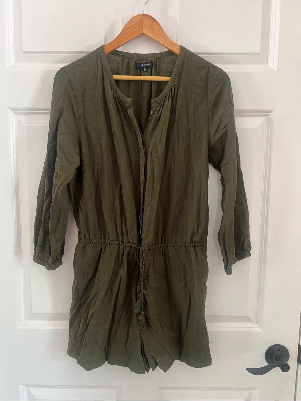 Madewell Olive Green Lightweight Drawstring Romper